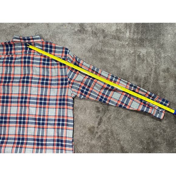 Banana Republic Men XL Gray Blue Red Plaid Flannel Long Sleeve Button Down Shirt - Picture 12 of 13